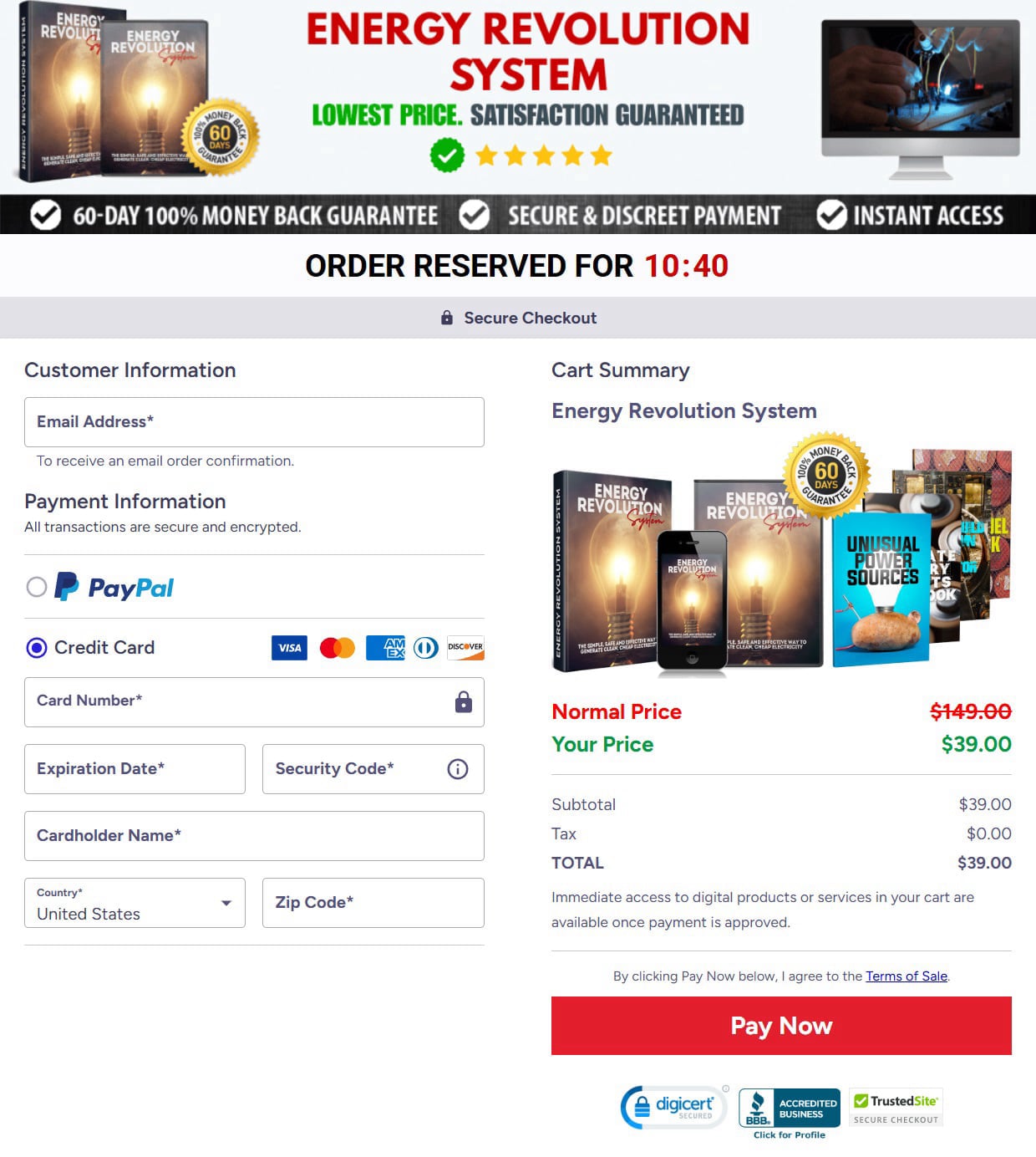 Energy Revolution System - Secure Checkout Page